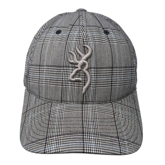 Browning Fitted Baseball Cap Multicolor Medium Embroidered Plaid Flexfit - Picture 1 of 8